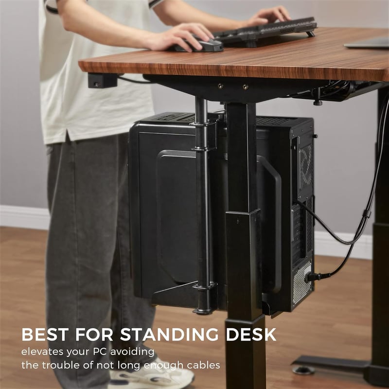 EUREKA ERGONOMIC Asztali PC Tartó - 360° Forgatható, Állítható Magasságú és Szélességű Számítógépház Tartó Asztal Alá, Fekete, 20kg Teherbír