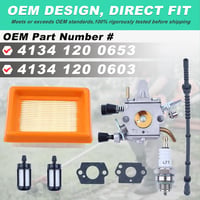 Adefol Karburátor Készlet Stihl FS120 FS200 FS020 FS202 FS300 FS350 Modellekhez - Tömítés, Légszűrő, Üzemanyagcső, Benzinszűrő, Gyújtógyerty 5