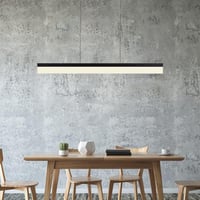 90 x 150 cm LED Függő Mennyezeti Lámpa, 24W Fényerőszabályozható Alumínium Étkezőlámpa, Állítható Magasságú Minimál Csillár, Fekete, 2000 Lumen 5