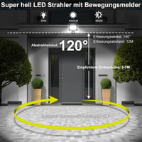 MEIKEE 50W LED Reflektor Mozgásérzékelővel - 4700LM, 6500K, IP66 Vízálló Kültéri Lámpa Kerthez, Garázshoz, 360° Forgatható Fejjel, Fekete - 50.0 Watt 2