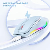 Seenda Vezeték Nélküli LED Egér, Újratölthető Jiggler Funkcióval, Csendes 2.4G USB Egér Laptophoz, 2000 DPI, Világoskék 3