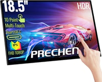 Prechen 18,5" Hordozható Érintőképernyős Monitor - 1080P FHD IPS, 99% sRGB, HDR, USB-C/HDMI, VESA, 180° Állítható, Laptop/PC/PS5/Xbox Kompat - black 1