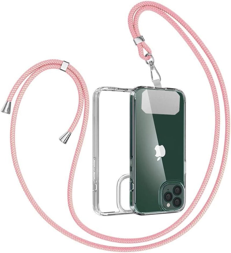 iPhone 11 Pro víztiszta szilikon tok rózsaszín pánttal, ütésálló