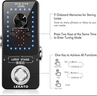 LEKATO Gitár Looper Pedál 9 Hurokkal, 40 Perces Felvételi Idővel, Beépített Hangoló, Korlátlan Overdub Funkció Elektromos Gitárhoz és Basszu 6