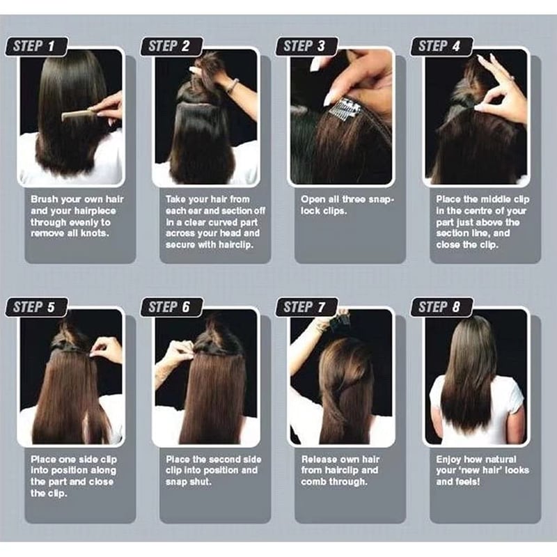 iLUU Rézvörös Egyenes Clip-in Hajhosszabbítás Szett - 56cm, 130g, 7 részes, Hőálló Szintetikus