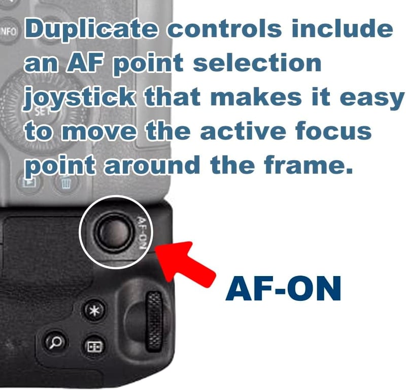 DSTE BG-R10RC Akkumulátor Markolat és Távirányító Canon EOS R5 R5C R6 R6 Mark II Fényképezőgépekhez - Joystick AF Pontválasztóval