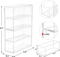 IWTTWY Akril Szemüvegtároló Doboz 4 Fiókkal - Átlátszó Rendszerező Napszemüvegekhez, Olvasószemüvegekhez, Ékszerekhez és Órákhoz - Portaszűr 2