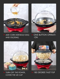 Yabano 5L-es Otthoni Popcorn Készítő Gép - Cukros és Olajos Pattogatáshoz, Levehető Sütőfelülettel 6