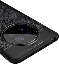 Huawei Mate 40 Vékony Fekete Bőr-Szilikon Hibrid Tok Kameravédővel 4