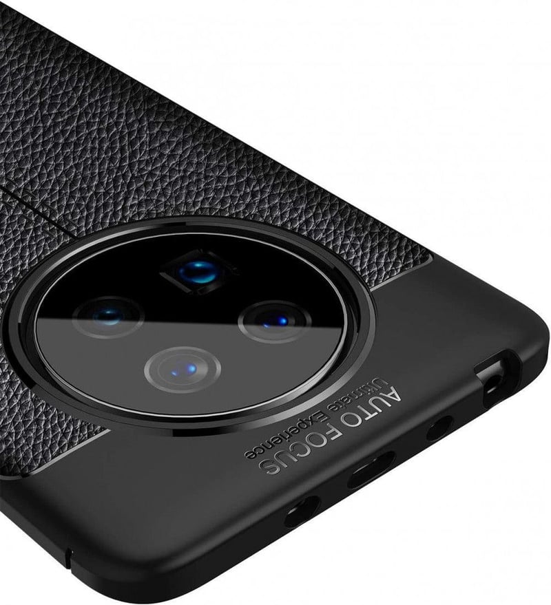 Huawei Mate 40 Vékony Fekete Bőr-Szilikon Hibrid Tok Kameravédővel
