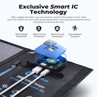 BigBlue 28W Hordozható Napelemes Töltő 2 USB Porttal, Digitális Árammérővel, IPX4 Vízálló, Cipzáras Védelemmel - iPhone, Android, GoPro Kész 8