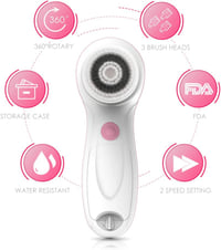 TOUCHBeauty rózsaszín elektromos arctisztító kefe szett, 3 fejjel, utazótokkal 2