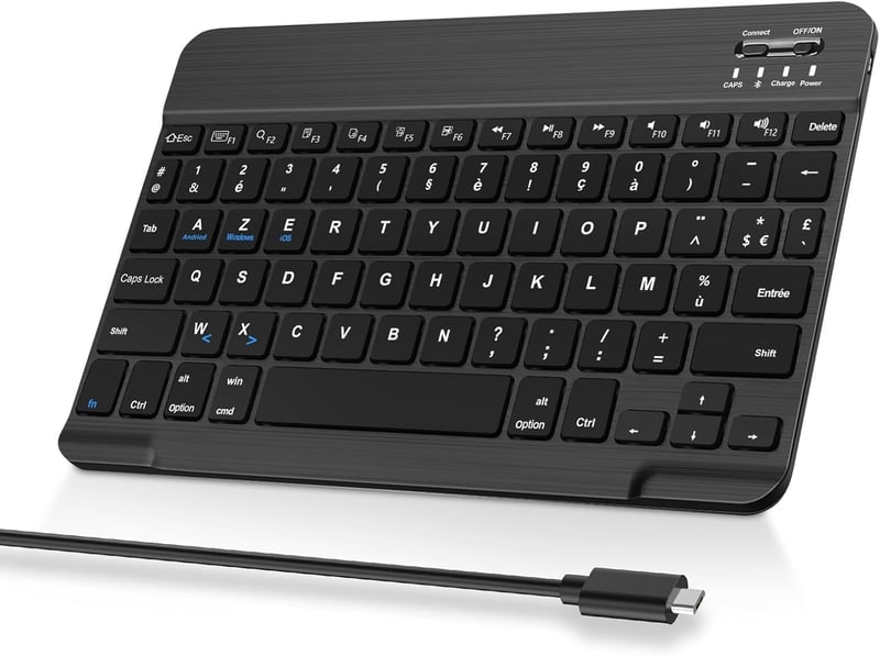 FOGARI Bluetooth Vezeték Nélküli Billentyűzet 11" - Hordozható, Újratölthető, AZERTY - Mac, iPad, iPhone, Samsung, Xiaomi, Android, Windows 