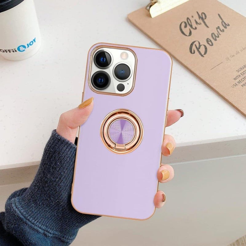 iPhone 13 Pro Rosegold-Lila Mágneses Gyűrűs Matt Szilikon Védőtok