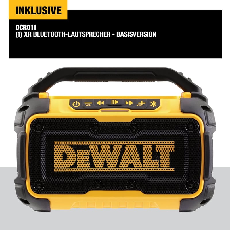DeWalt DCR011 Bluetooth Hangszóró - Vezeték Nélküli Zenelejátszás Hordozható Kivitel, Akkumulátor Nélkül