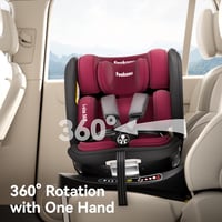 360°-ban Forgatható ISOFIX Gyerekülés i-Size (ECE R129/E4) Újszülöttől 12 Éves Korig, 40-150 cm, 0+1/2/3 Csoport, Hátrafelé Néző, Piros-Fekete 3