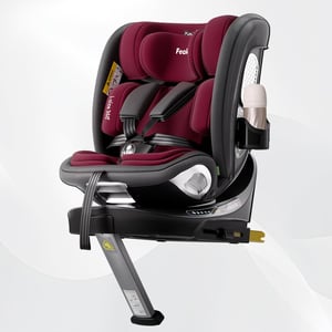 360°-ban Forgatható ISOFIX Gyerekülés i-Size (ECE R129/E4) Újszülöttől 12 Éves Korig, 40-150 cm, 0+1/2/3 Csoport, Hátrafelé Néző, Piros-Fekete