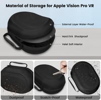 FDOUIGE Kemény Hordtáska Apple Vision Pro VR Szemüveghez - Vízálló, Ütésálló Védőtok Kiegészítőknek, Kézi Fogantyúval, Fekete 2