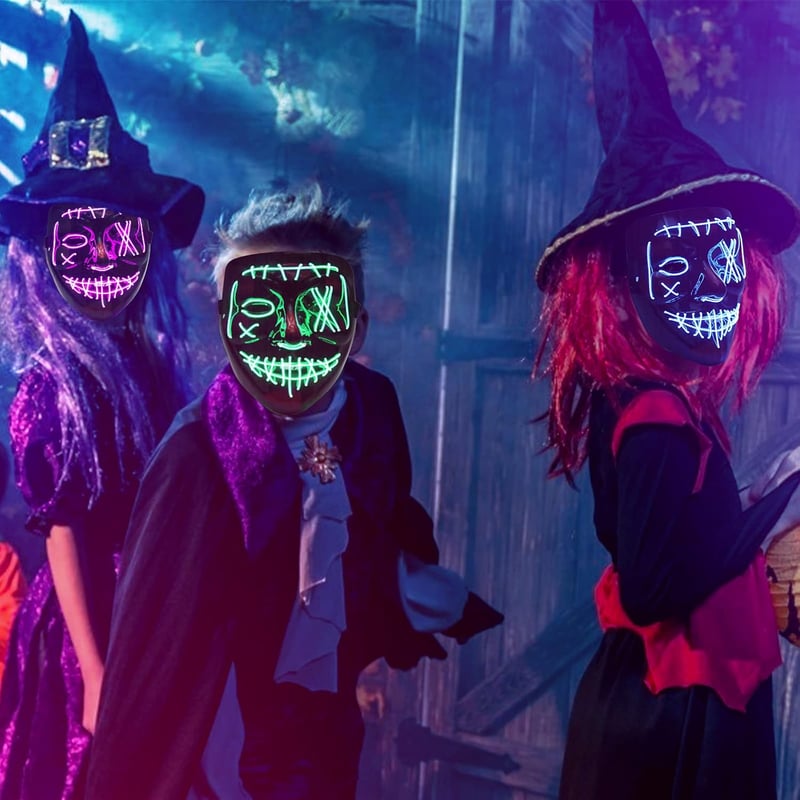 LED-es Halloween Purge maszk, 3 világítási móddal