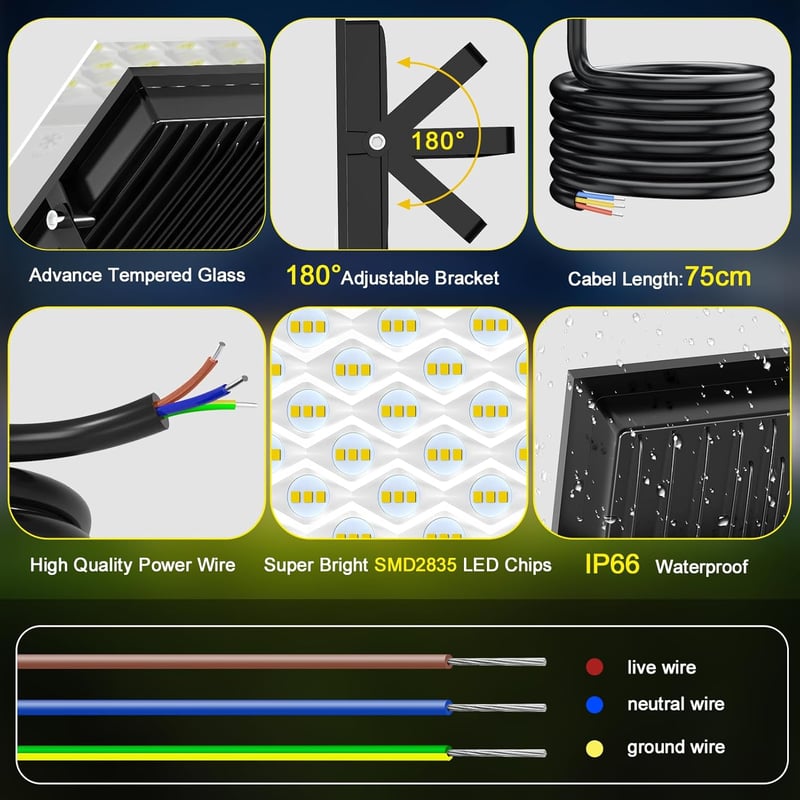 Viugreum 200W LED Reflektor Mozgásérzékelővel - 20000lm, 6500K Hideg Fehér, IP66 Vízálló Kültéri Lámpa Kerthez, Udvarhoz, Garázshoz