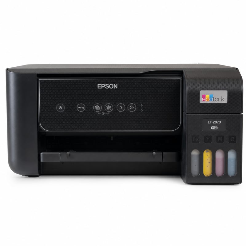 Epson EcoTank ET-2870 A4 Wi-Fi višenamjenski printer s spremnicima za tintu — potrošen komplet tinte, iscurila žuta (Korišteni proizvod)