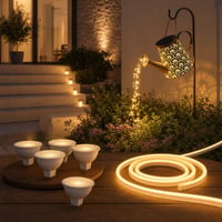 Set iluminat grădină: 5x becuri GU5.3 MR16 + 2m bandă LED IP65 + stropitoare solară decorativă 1
