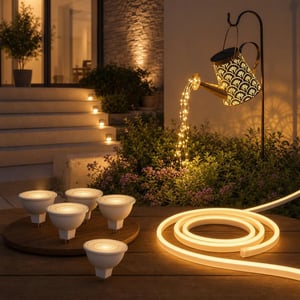 Večernji vrtni set: 5x GU5.3 MR16 žarulja + 2m IP65 LED traka + solarna LED kanta za zalijevanje
