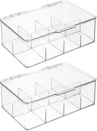 mDesign átlátszó teafilter tároló doboz 8 rekesszel, 2 darabos szett 9