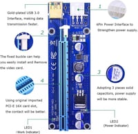 APKLVSR PCI-E Riser LED-es USB 3.0 Kábel Kriptobányász Grafikus Kártyához 2