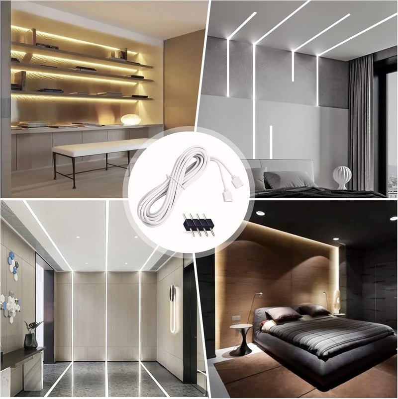 Plozoe LED Szalag Hosszabbító Kábel - 2 db 2m Fehér 4-Pin Csatlakozó RGB 3528 5050 2835 LED Szalaghoz - Szerszám Nélküli Telepítés