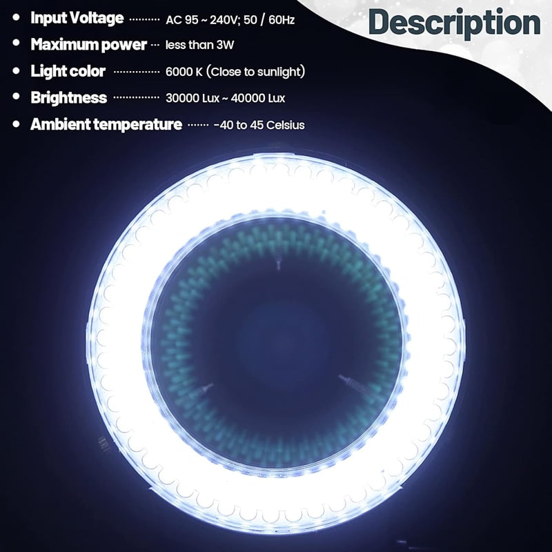 Tiamu LED Gyűrűs Mikroszkóp Világítás 144 LED-del, Állítható Fényerő 0-100%, 6000K Sztereó Mikroszkóp Lámpa Ékszerjavításhoz Fekete