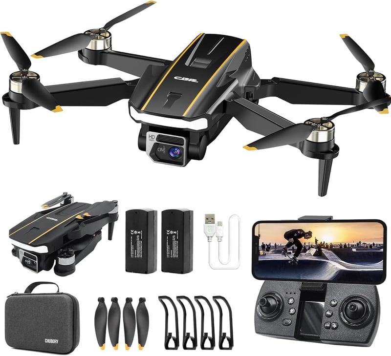 CHUBORY A68 WiFi FPV drón 2K HD kamerával kezdőknek, automatikus lebegés, 3D bukfenc, headless, pályarepülés, 2 akkumulátor