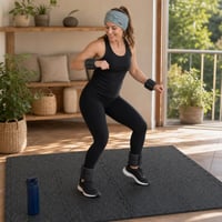Zumba lendületcsomag: 12 db puzzle szőnyeg + csukló- és bokasúly + sportfejpánt + 500 ml kulacs 1