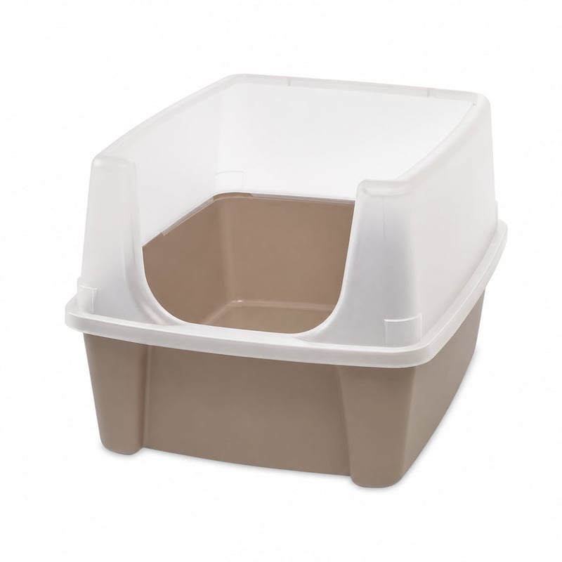 RANYPET CLH-12 Fedeles Macskatoalett BPA-mentes PP Anyag 48,5x38x30,5 cm Taupe Bézs Szín — lapát hiányzik (állapot: lásd a 2. képet)