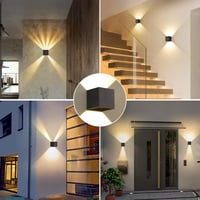 SANSHI Kültéri-Beltéri LED Fali Lámpa 12W - IP65 Vízálló Fekete Alumínium Világítás, 3000K Meleg Fehér, Állítható Fényszög, Modern Kerti Diz 5