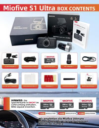 Miofive S1 Ultra 4K+4K Autós Menetrögzítő Kamera, Első-Hátsó GPS, 5.8GHz WiFi, Éjjellátó, 3" IPS Kijelző, 64GB Kártya, HDR, Applikáció 8
