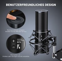 Tonor Q9 USB Kondenzátor Mikrofon Szett - Kardioid Irányítottságú Stúdió Minőségű Fém Mikrofon PC, Laptop és Konzol Kompatibilitással 5