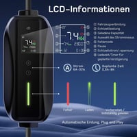 dé Type 2 CEE Töltőkábel 7.4 kW [1-Fázisú | 6 m | 6-32 A] Állítható Töltőteljesítménnyel, Elektromos Autó Töltő ID.3, ID.4, Model Y/3, e-up, 5