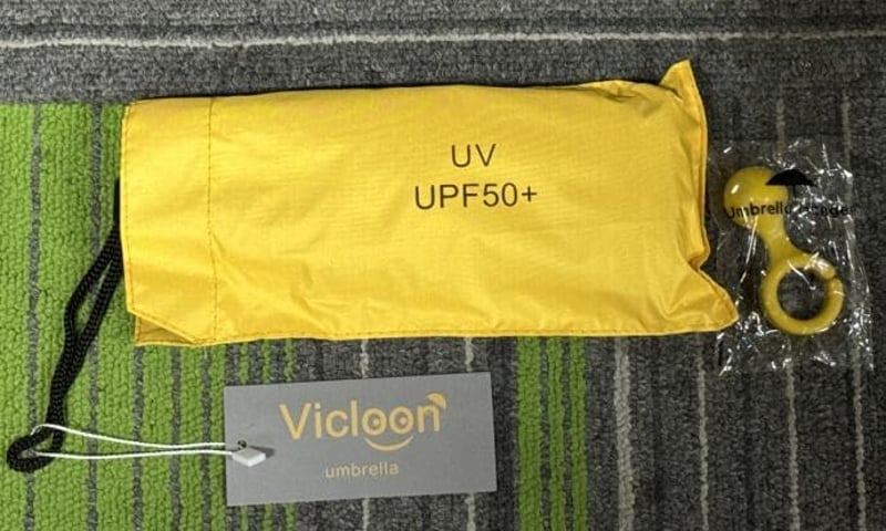 Vicloon Sárga Mini Esernyő UV Védelemmel, Arany Fogantyúval, 6 Bordás