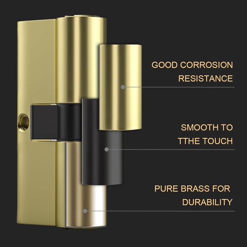 Bwintech 30/30 mm Euro Réz Zárbetét - 60 mm Kulcs/Kulcs Hengerzár 5 Sárgaréz Kulccsal, Fúrásvédett, Törés- és Zárfeltörés Elleni Védelemmel,