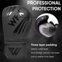 WFX Bokszkesztyű 8 oz Műbőr MMA Sparring Edzőkesztyű - Profi Kickbox Muay Thai Harcművészeti Kesztyű Vastag Hüvelykujjvédelemmel Fekete 2
