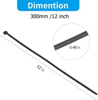 XINGO Fekete Kábelkötegelő Szett - 300mm x 12mm, 114kg Szakítószilárdság, 80db UV-Álló Nylon Kábelrögzítő Nagy Méretű Kábelrendezéshez 2