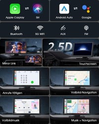 Avylet 9" Vezeték Nélküli CarPlay Autórádió 4K Menetrögzítővel - GPS Navigáció, Tolatókamera, Bluetooth Kihangosító, Tükrözés, Hangvezérlés 2