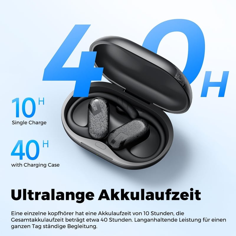 SoundPEATS Breezy Nyitott Fülű Bluetooth Fejhallgató 90° Állítható Füllel, 12mm Dupla Hangszóró, 40 Órás Üzemidő, AI Zajszűrés
