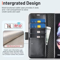 Samsung Galaxy Z Fold 4 5G OCASE bőrtok S Pen tartóval, RFID védelemmel - Fekete 3