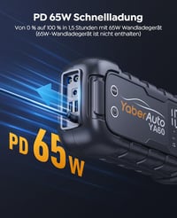 YaberAuto 6000A Autós Indításrásegítő Powerbank, 26800mAh, 65W USB-C PD, 600 Lumen LED Lámpa, Benzin és 12L Dízel Motorokhoz 3