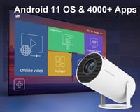 Magcubic Mini Projektor Android 11 - 4K Támogatás, 5G WiFi 6, Full HD 1080P, 200" Kivetítés, 180° Forgatható, Automatikus Trapézkorrekció, H 3