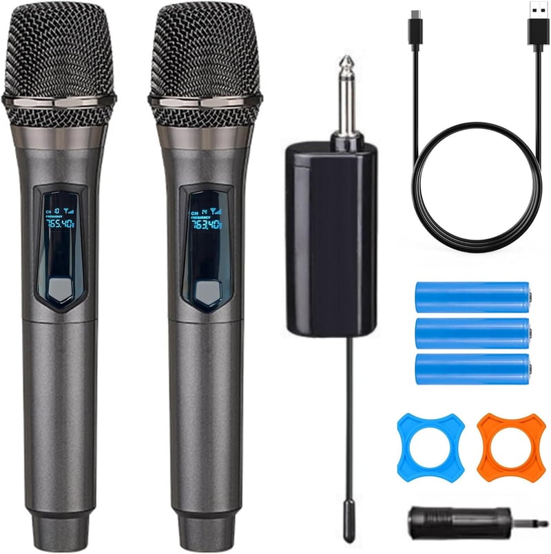 HUACAM Dupla UHF Vezeték Nélküli Mikrofon - Karaoke, Esküvő, DJ, Rendezvény