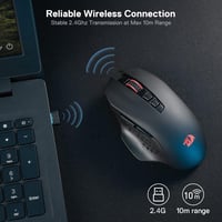 Redragon M656 Gainer vezeték nélküli gamer egér, 4000 DPI, 7 makrógomb, piros LED 4
