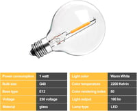 BRIMAX E12 LED G40 Izzó - 25db Meleg Fehér Kültéri Gömb Lámpa 2200K 7